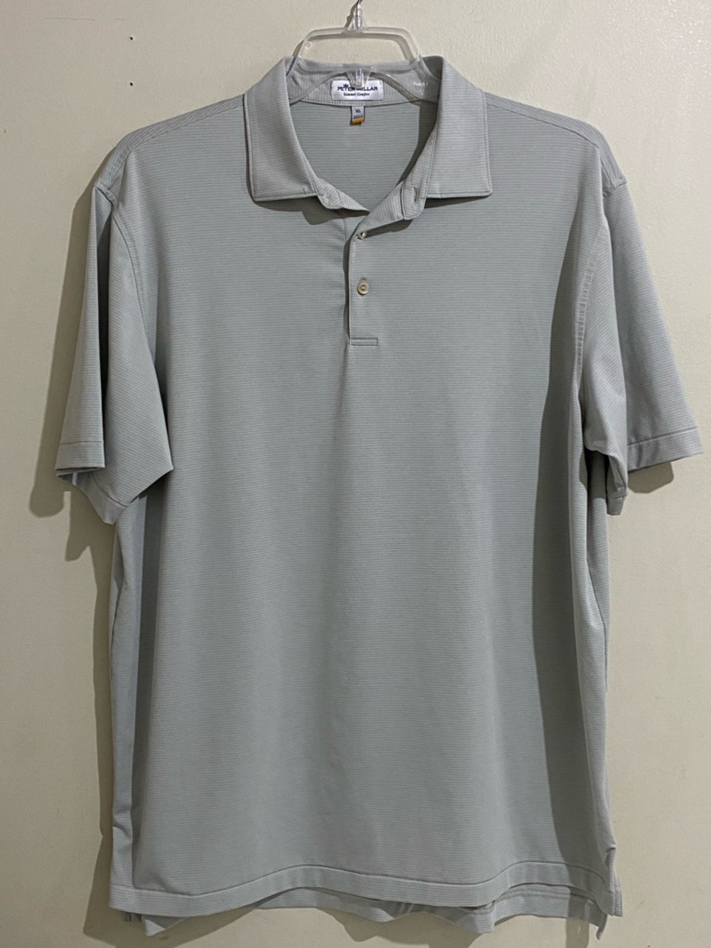 Peter Millar Men's Light Grey Polo in Soft Knit